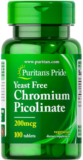 [074312163906] Puritan's Pride Chromium Picolinate 200m-100Serv.-100Tabs.