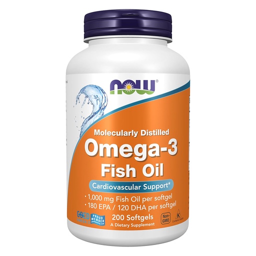 [733739016522] Now Molecularly Distilled Omega-3 Fish Oil-200Softgels