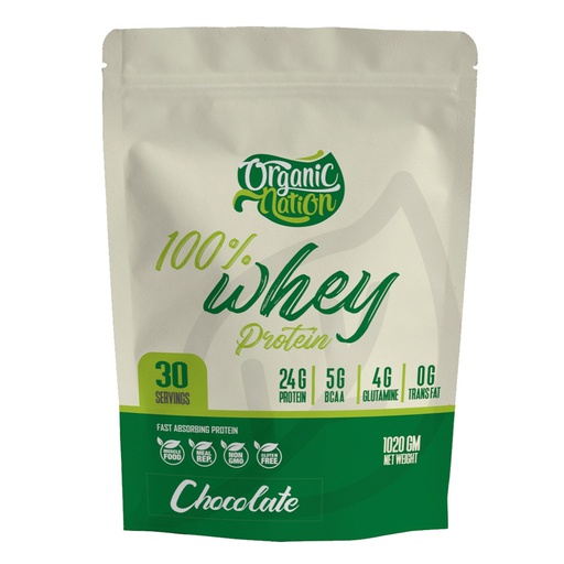 [6224009096039] Organic Nation 100% Whey Protein-30Serv.-1020g-Chocolate