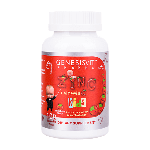[793588767259] Genesisvit Pharma Zinc+Vitamin C Kids-100Serv.-100Chewable Tabs.-Strawberry Flavor