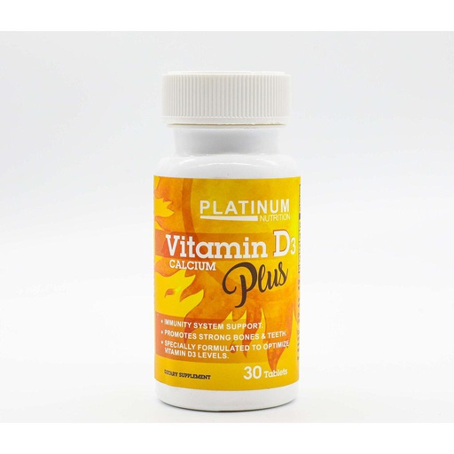[151266] Platinum Nutrition Vitamin D3 Calcium Plus-30Serv.-30Tabs.