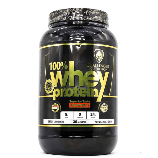 [6224009363759] Challenger Nutrition 100% Whey protein-30Serv.-1.020G-Strawberry