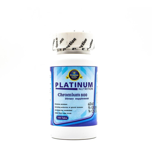 [2032407896847] Platinum Nutrition Premium Quality Chromium 800MCG.-100Serv.-100Tabs.