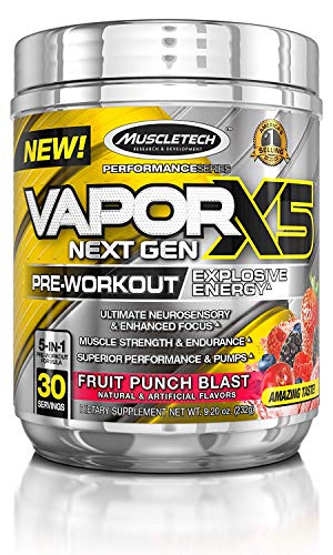 [631656254020] Muscletech Vapor X5 Next Gen-30Serv.-232G-Fruit Punch Blast