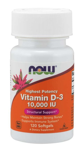[733739003768] Now Foods High Potency Vitamin D3 10000 IU-120Serv.-120Softgels.
