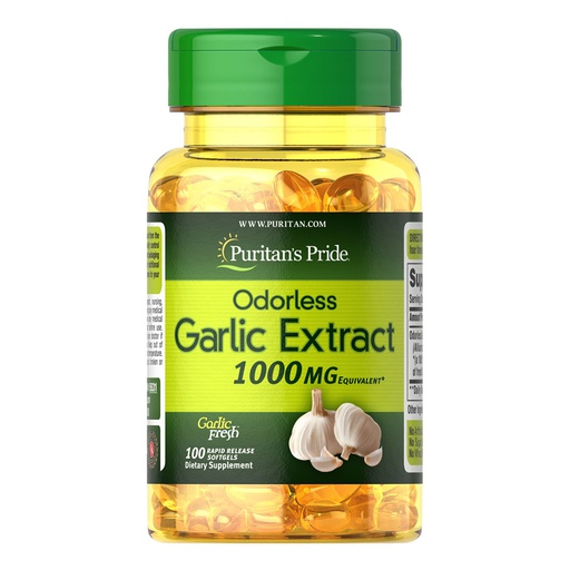 [074312155314] Puritan's Pride Odorless Garlic Extract 1000MG-100Serv.-100Rapid Release Softgels