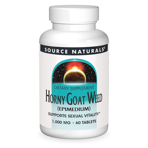 [021078014300] Source Naturals Horny Goat Weed (Epimedium) 1000mg-60Serv.-60Tabs.