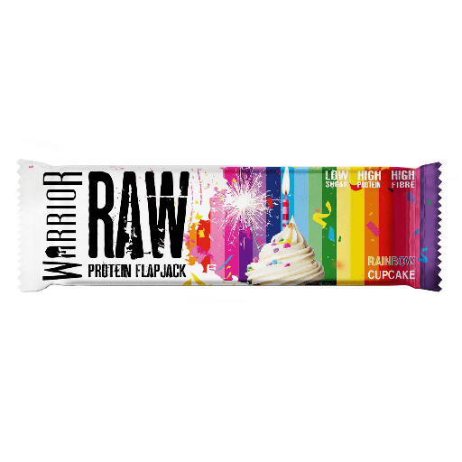 [5060756340534] Warrior Raw Protein Flap Jack Bar-75G-Rainbow Cupcake
