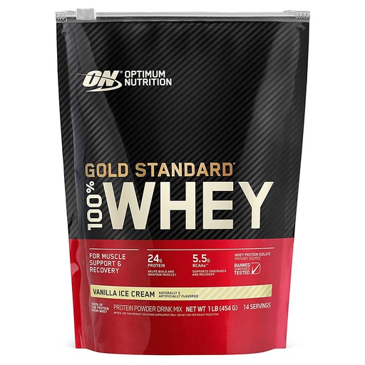 [748927052268] Optimum Nutrition Gold Standard 100% Whey-14Serv-454G-Vanilla Ice Cream