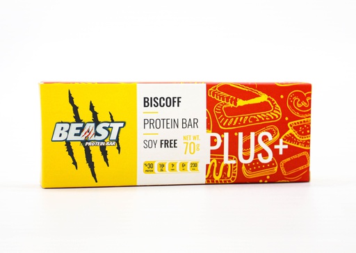 [6224009263233] Beast Protein Bar Plus + -70G-Biscoff