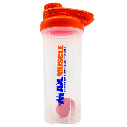 [6222023700918] Max Muscle Shaker With plastic shaking Ball-700Ml-Orange Clear