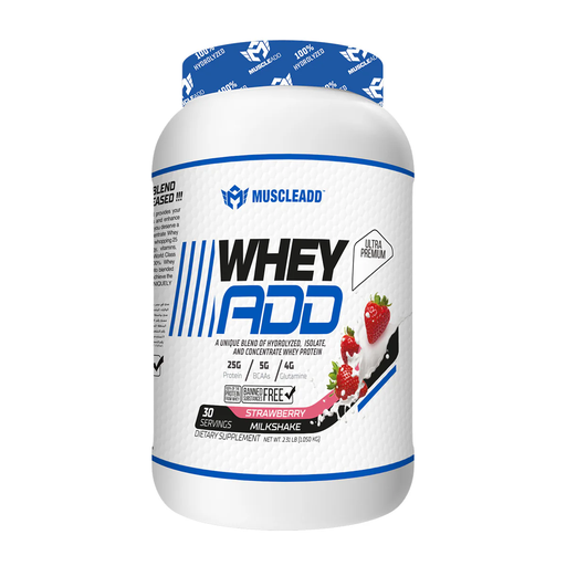 [6224009363698] Muscle Add Whey Add-30Serv.-1050G-Strawberry milkshake