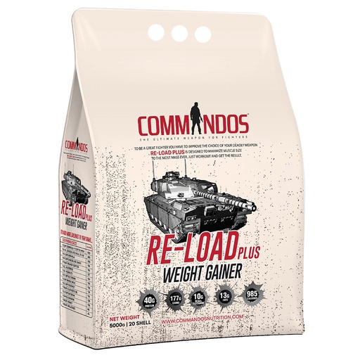 [6224009878185] Commandos Re-Load Plus Weight Gainer-20Serv.-5000G-Chocolate