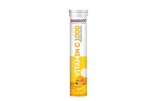 [4260586491098] Maddox Pharma Swiss Vitamin C1000-20Serv.-20Effervescent Tablets-82G-Orange