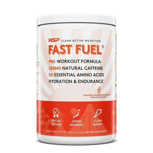 [850019469059] Rsp Clean Active Nutrition Fast Fuel Pre-Workout Formula-30Serv-330G-Japanese Orange Dream sicle
