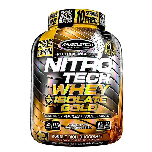[631656711905] Muscletech Nitrotech Whey Isolate Gold-52Serv.-1.81KG-Double Rich Chocolate