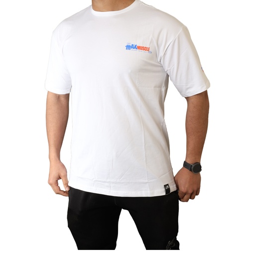 [015200] Max Muscle T-Shirt XL White-Over Size