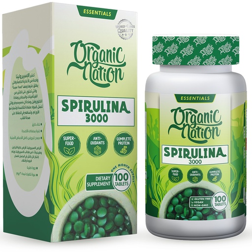 [6222023701892] Organic Nation Spirulina-33Serv.-100Tablets.