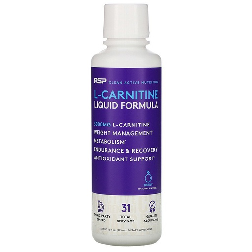 [854446006542] Rsp Clean Active Nutrition L-Carnitine Liquid Formula-31Serv-473ML- Berry