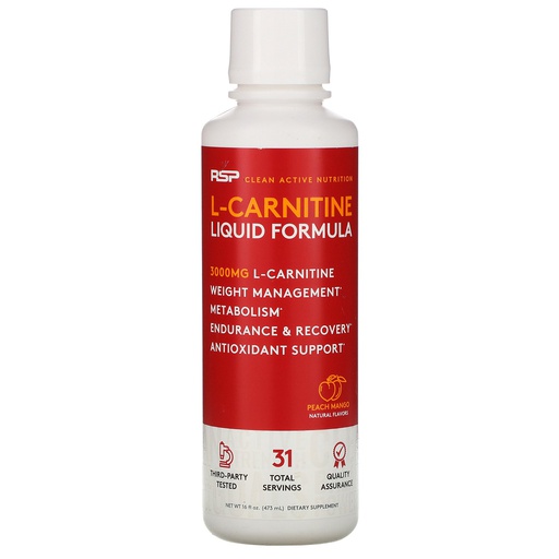 [858491007233] Rsp Clean Active Nutrition L-Carnitine Liquid Formula-31Serv-473ML-Peach Mango