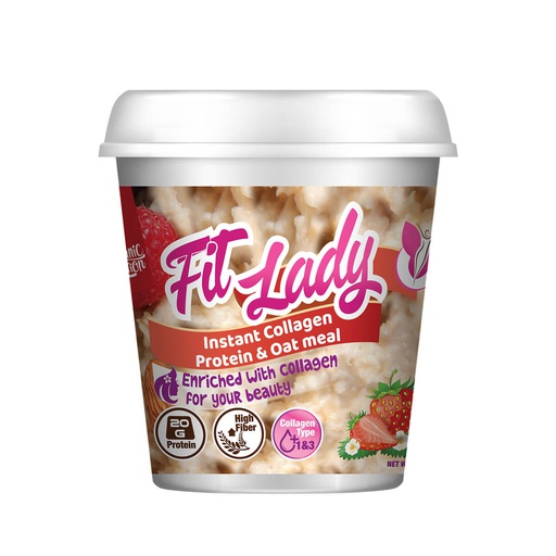 [6222023701809] Organic Nation Fit Lady Instant Collagen Protein&amp;Oat Meal -50G.-Strawberry