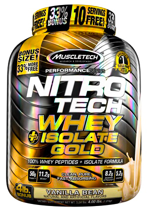 [631656711912] Muscletech Nitrotech Whey Isolate Gold-52Serv.-1.81KG-Vanilla Bean