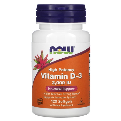 [733739003676] Now Foods High Potency Vitamin D3-50 mcg 2000 IU-120Serv.-120Softgels