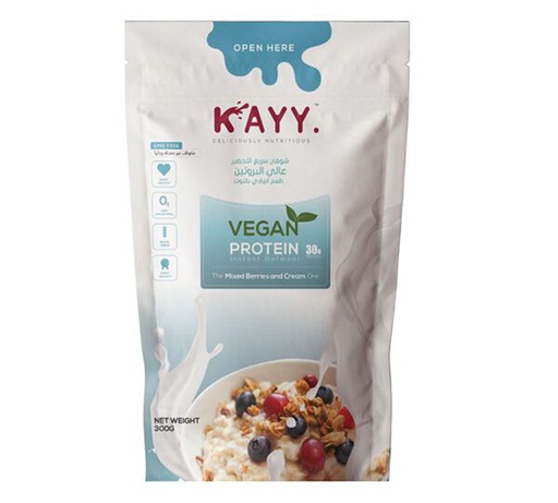 [6225000399044] Kayy Vegan Protein Instant Oatmeal-300G.-The Mixed Barries and Cream  One