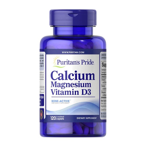 [025077161546] Puritan's Pride Calcium Magnesium Vitamin D3-40Serv.-120Coated Caplets