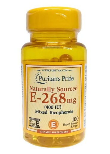 [074312104602] Puritan's Pride Naturally Sourced E-268 Mg(400 IU) Mixed Tocopherols-100Serv.-100Rapid Release Softgels