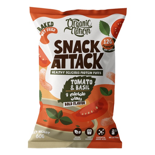 [6222023702257] Organic Nation Snack Attack Protein Puffs-1Serv.-60G.-Tomato &amp; Basil