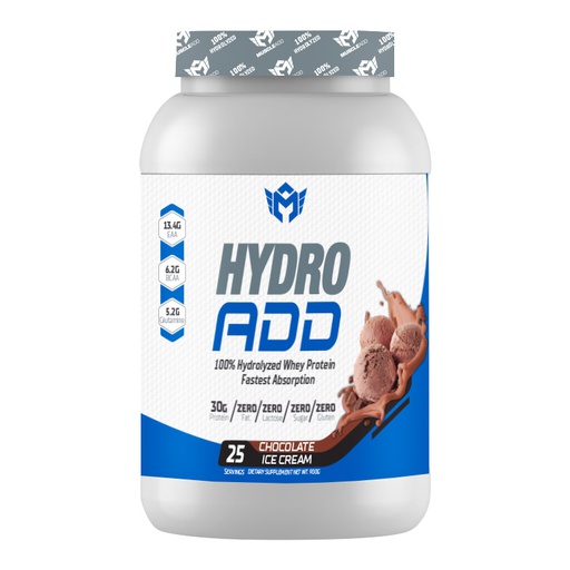 [6223007822312] Muscle Add Hydro Add 100%Hydrolyzed Whey Protein Fastest Absorption-25Serv.-900G.-Chocolate Ice Cream