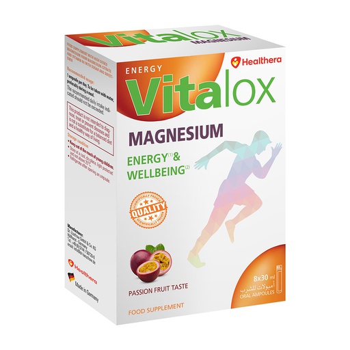 [4260754110011] Healthera Vitalox Magnesium-8Serv.-8Oral Ampoules.-Passion Fruit