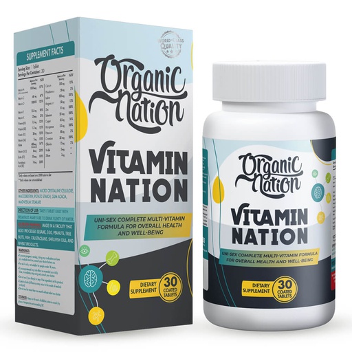 [6222023702806] Organic Nation Vitamin Nation-30Serv.30Coated Tablets