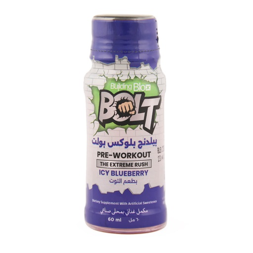 [6224010248359] Building Blox Bolt Pre-workout-60Ml.-1Serv.- Icy Blueberry