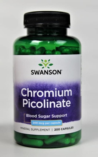 [087614019222] Swanson Chromium Picolinate 200mg.-100Serv.-100Capsules