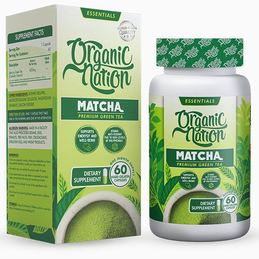 [6222023703209] Organic Nation Matcha Premium Green Tea-60Serv.-60 Capsules