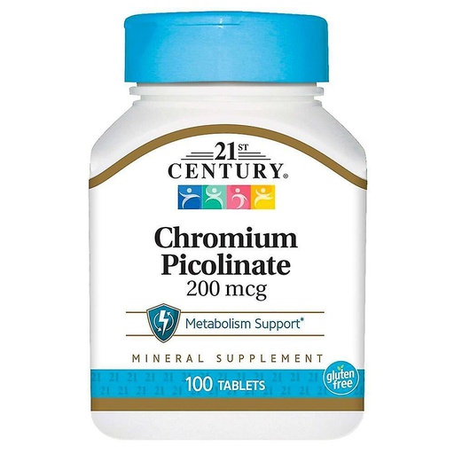 [740985213681] 21st Century Chromium Picolinate 200Mcg-100Serv.-100 Tablets
