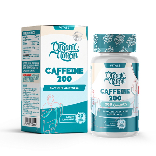 [6222023703544] Organic Nation Caffeine 200-30Serv.-30Hard Gelatin Capsules