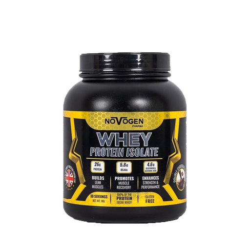 [6224009328185] Novogen Pharma Whey Isolate-30Serv.-1Kg-Double Chocolate