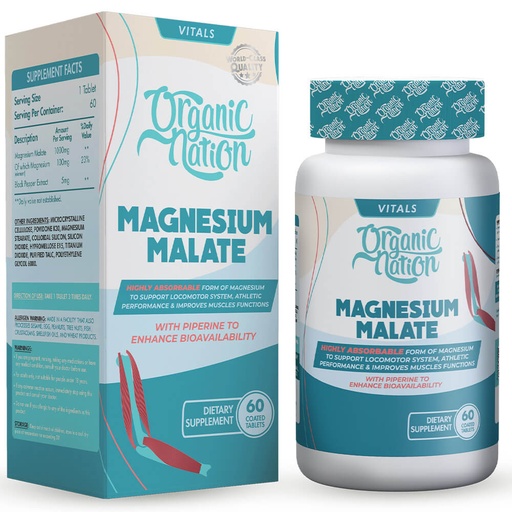 [6222023703421] Organic Nation Magnesium Malate - 60Tablets