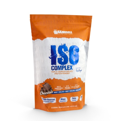 [6222023702165] Max Muscle Iso Complex Triple Sourced Isolate Protein Powder Reda Ragab Signature Series-30Serv.-1080G.-Chocolate