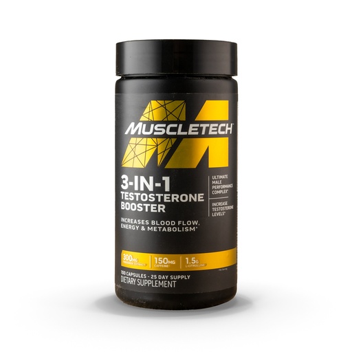 [631656610543] Muscletech 3-IN-1 Testosterone Booster 25Serv.-100Capsules.
