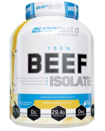 [852822007381] Ever build nutrition 100% Beef Isolate-51Serv-1.8KG-French Vanilla Shake
