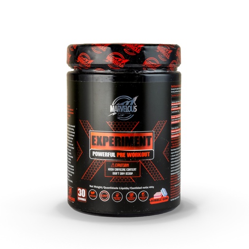 [0634240129568] Marvelous Nutrition  Experiment Powerful pre Workout-30Serv.-Bubble Gum