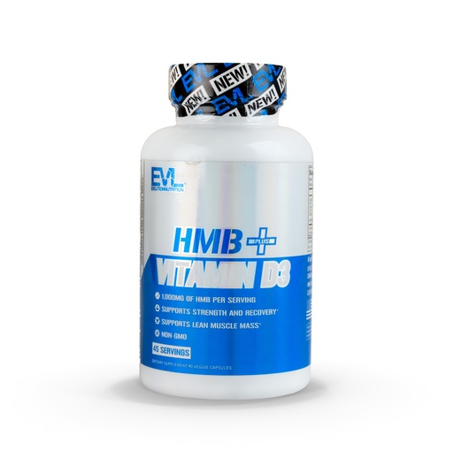 [810167100037] Evlution Nutrition Hmb+Vitamin D3-45Serv-90Capsules
