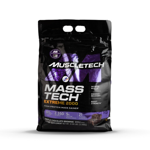 [631656259940] MuscleTech mass tech extreme 2000-10Serv.-5.44Kg.- Triple Chocolate Brownie