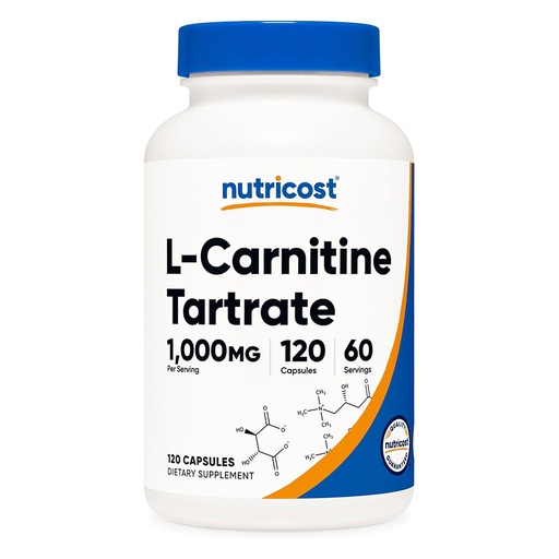 [810014671444] Nutricost  L-Carnitine Tartrate 1000 MG-60 Serv -120 Capsules