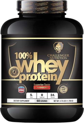 [6223007825016] Challenger Nutrition 100% Whey protein-50 Serv-1.7 Kg-Strawberry