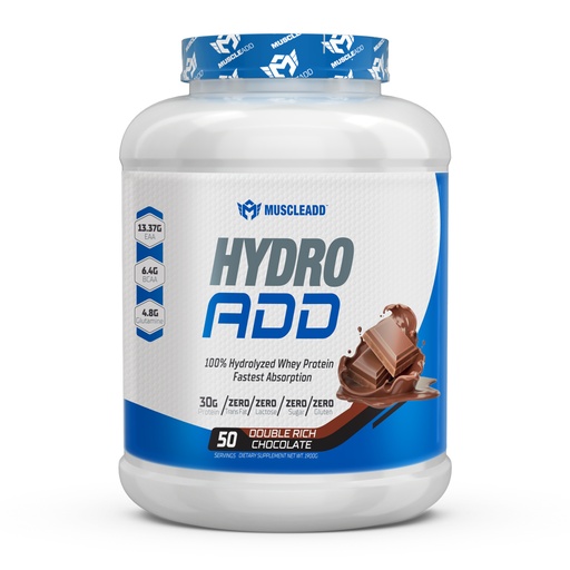 [6223007828598] Muscle Add Hydro Add 100%Hydrolyzed Whey Protein Fastest Absorption-50Serv.-1900G.-Double Rich Chocolate